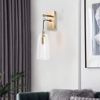 Clear Glass Conical Wall Mount Lamp Modernist 1 Light Golden Sconce Light Fixture