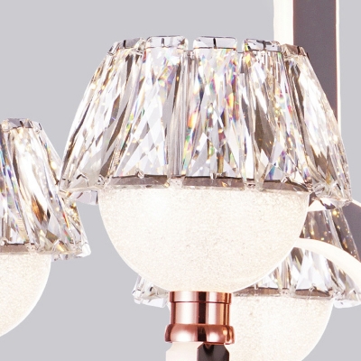 Crystal Conical Chandelier Light Contemporary 6 Lights Hanging Light Fixture in Chrome