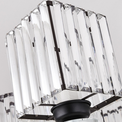 Cubic Crystal Block Hanging Ceiling Light Modernism 3/6/8 Heads Black Chandelier Light Fixture