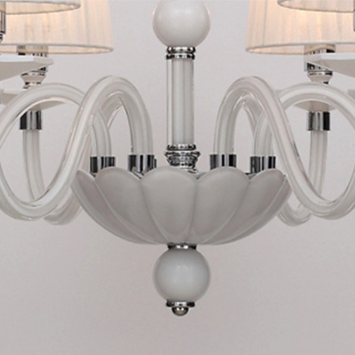 Fabric Conical Ceiling Chandelier Antique 6/8/12 Bulbs Hanging Light Fixture in White