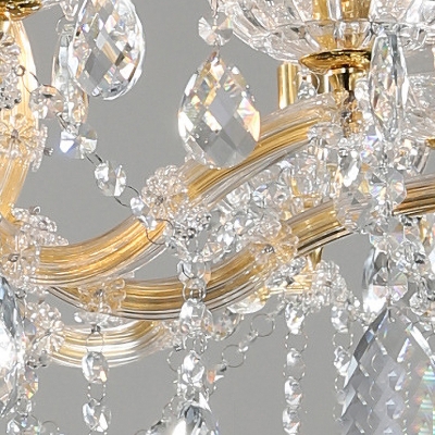 Faceted Crystal Candle Hanging Chandelier Modern 6/8 Lights Gold Ceiling Lamp for Living Room