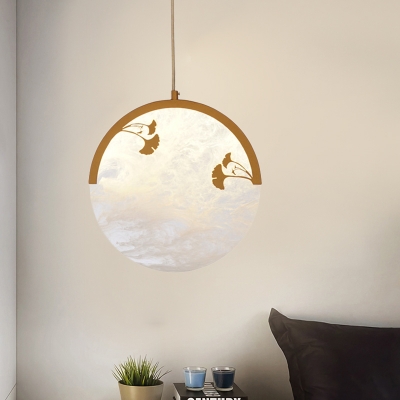 Gold 1 Head Down Lighting Traditional Acrylic Flower/Leaf LED Pendant Ceiling Light for Bedroom