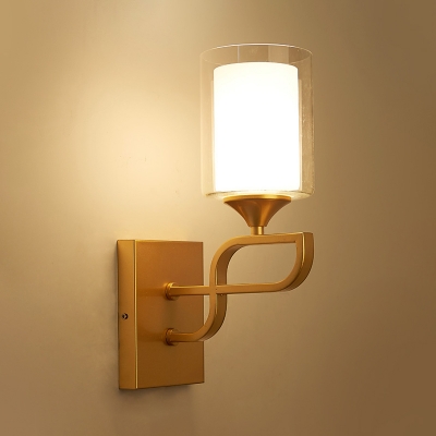 Gold Armed Wall Lighting Contemporary 1 Bulb Metal Sconce Light Fixture for Bedroom