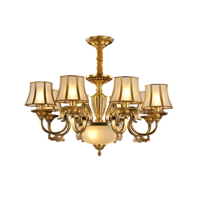 Gold Cup Chandelier Light Colonization Frosted Glass 6/8 Bulbs Living Room Suspension Pendant Light