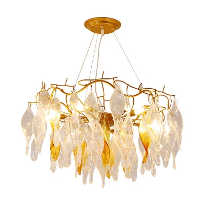 Gold Spiral Chandelier Light Modernism 6 Heads LED Clear Crystal Pendant Lighting for Living Room