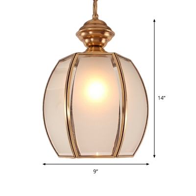Lantern White Glass Pendant Lighting Traditional 1 Bulb Restaurant Ceiling Lamp