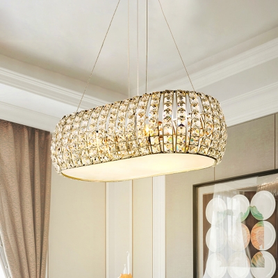 Laser-Cut Chandelier Lighting Traditionary Crystal 6 Bulbs Gold Ceiling Pendnat Light for Dining Room