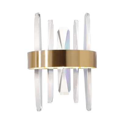 LED Living Room Wall Sconce Modern Gold Wall Light Fixture with Round/Rectangle K9 Crystal Shade