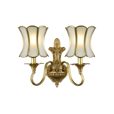 Metal Brass Wall Sconce Lighting Curved 1/2-Light Traditional Wall Light Fixture for Bedroom