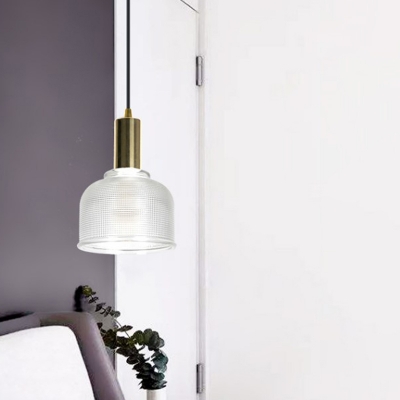 Modernism Domed Hanging Light Clear/Amber Glass 1 Head Living Room Pendant Lighting Fixture