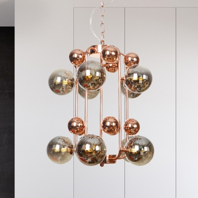 Modernist Globe Ceiling Chandelier Smoked Glass 10 Bulbs Living Room Hanging Light Fixture