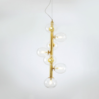 Molecular Ceiling Chandelier Modernism Clear/Cognac Glass 7 Bulbs Living Room Hanging Light Fixture