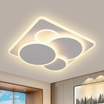 Overlapping Ceiling Mount Light Minimalist Acrylic White LED Flush Light in Warm/White Light