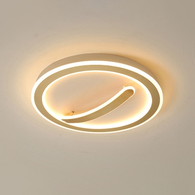 Round Acrylic Flush Light Fixture Simple Style Gold/Black-White Ceiling Light in Remote Control Stepless Dimming/Warm/White Light, 18