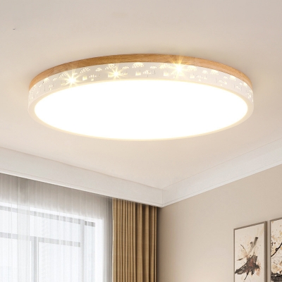 Round Wood Ceiling Light Modernism White 12