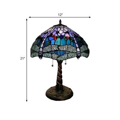 Stained Glass Bronze Task Lighting Dragonfly 1 Head Tiffany Reading Light for Reading Room