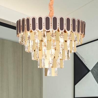 Tiered Crystal Chandelier Lighting Contemporary 9/16 Lights Gold Hanging Lamp Kit for Living Room