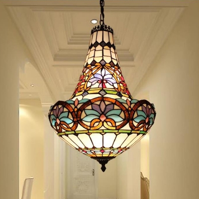 2 x Modern Vintage Victorian Bronze Metal Ceiling Pendant Glass Lamp Shade Chandelier BF-4