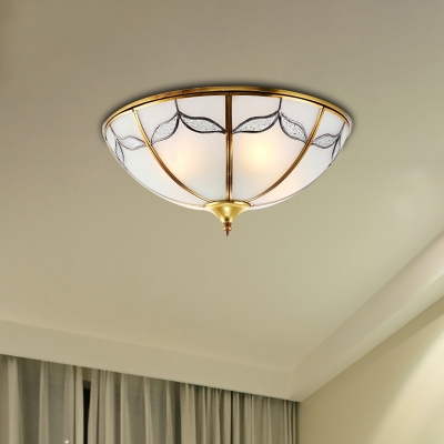 2/3/4 Lights Flushmount Lighting Vintage Domed Frosted Glass Ceiling Flush Mount in Gold for Bedroom, 14