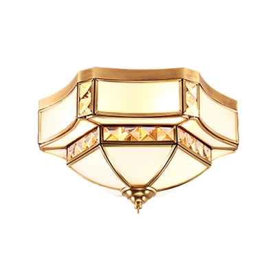 3/4/6 Lights Flush Ceiling Light Classic Dome Curved Opal Glass Flush Mount Lighting in Gold for Living Room