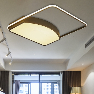 Acrylic Geometric Flush Mount Lamp Modern Black LED Ceiling Light Fixture, 21.5