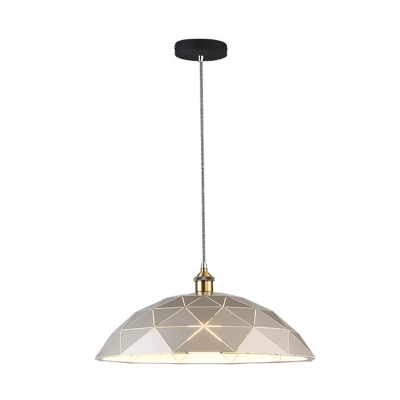 Black/White Dome Pendant Ceiling Light Industrial Metal 1 Light Living Room Hanging Lamp, 13