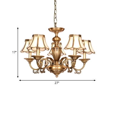 Brass Sputnik Chandelier Lamp Colony Metal 3/5 Bulbs Pendant Light Fixture with Frosted Glass Shade