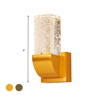 Brown/Gold Rectangle Wall Light Simple Bubble Crystal Living Room LED Wall Sconce Lighting