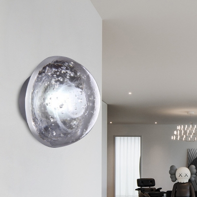 Clear Crystal Hemisphere Wall Lamp Minimalism 1 Head Living Room LED Sconce Light Fixture