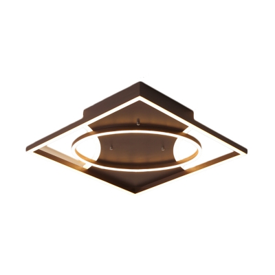 Coffee Geometric Ceiling Fixture Modernism Acrylic LED Flush Mount Lamp in Warm/White Light, 19.5