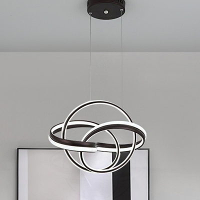 Contemporary Twisted Pendant Lamp Metal Integrated Led Chandelier Lighting for Dining Room