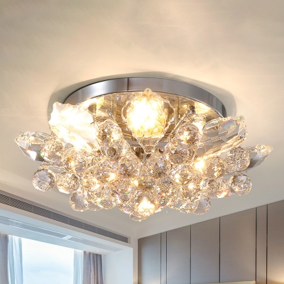 Crystal Ball Cascade Semi Flush Mount Light Fixture Modern Gold/Silver LED Ceiling Light for Bedroom