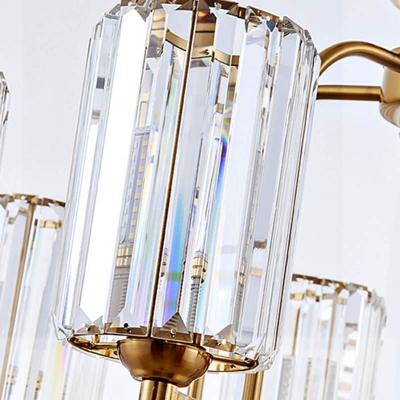 Cylinder Ceiling Chandelier Modern Crystal 6/8/10 Lights Gold Ceiling Light for Living Room