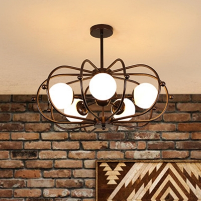 Drum Pendant Chandelier Modernist Metal 5 Heads Coffee Ceiling Hanging Light for Bedroom