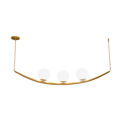 Gold Global Chandelier Lamp Modernism 2/3 Heads White Glass Suspended Lighting Fixture