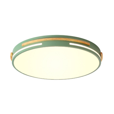 Metal Disk Flush Mount Lighting Macaron White/Gray/Green LED 16.5