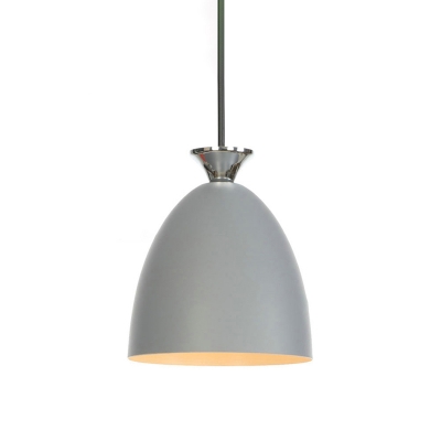 Metal Domed Shade Hanging Lamp Contemporary 1 Light Grey Pendulum Light for Bedside