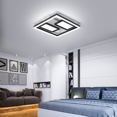 Metal Square Ceiling Fixture Simple Style Black-White 16