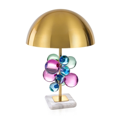 Modern Domed Shaped Task Lighting Metal 1 Light Bedroom Small Desk Lamp in Gold with Colored Crystal Ball Deco