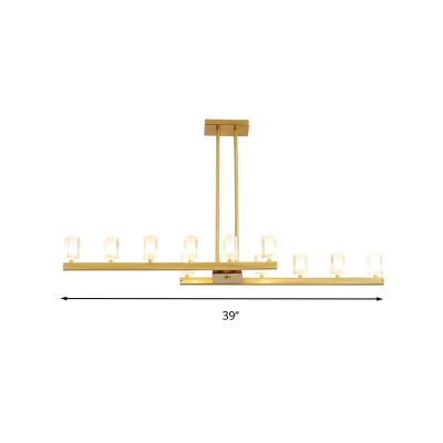 Modern Style Crystal Pendant Lighting 12 Lights Brass Island Chandelier for Dining Room