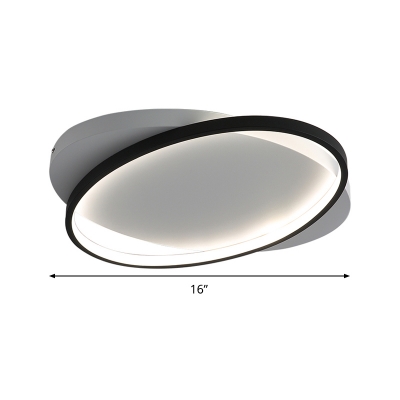 Oval Ceiling Flush Light Simple Style Acrylic Black 16