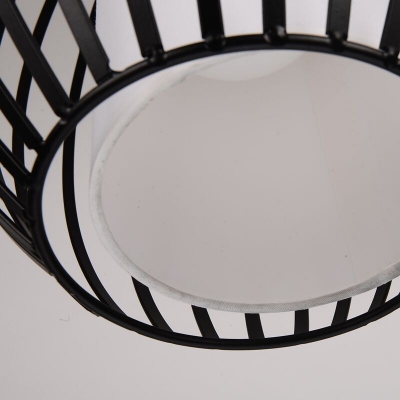 Oval Ceiling Pendant Light Simplicity Iron Single Light Black Suspension Lighting