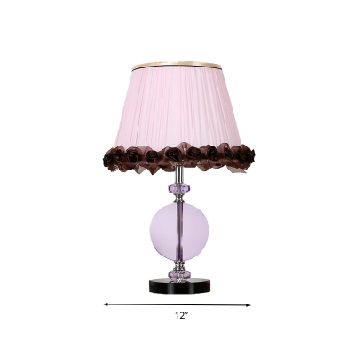 Pink 1 Bulb Night Light Traditional Hand-Cut Crystal Circular Table Lamp for Bedroom