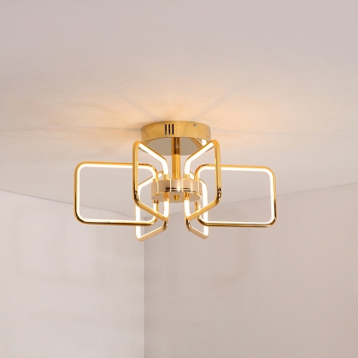 Postmodern Rectangle Semi Flush Light Acrylic Bedroom 23.5