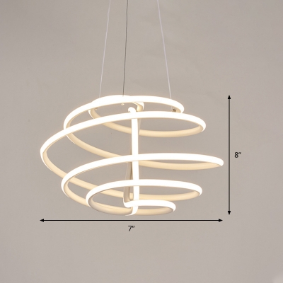 Simple Style Spiral Chandelier Light Acrylic Living Room LED Pendant Light in White