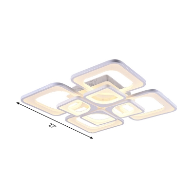 Square Flush Mount Lighting Modernism Acrylic White 23.5