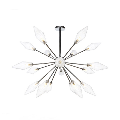 Starburst Design Ceiling Lamp Mid-Century Amber/Clear Glass 9/12/15 Lights Living Room Chandelier Lighting