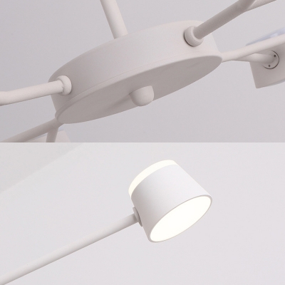 Starburst Metal Hanging Pendant Light Simple Style 8 Heads White Chandelier Lighting Fixture