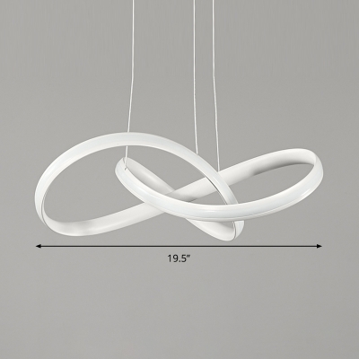 White Seamless Curve Chandelier Lamp Simple Acrylic LED Pendant Light, Warm/White Light