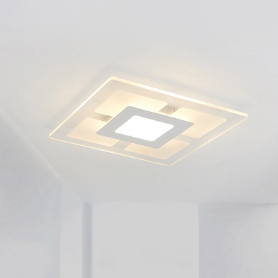 White Square Ceiling Light Minimalist Acrylic 16.5
